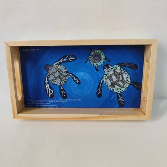 Rectangular Tray Designed by Akanksha Student (Blue Turtle)